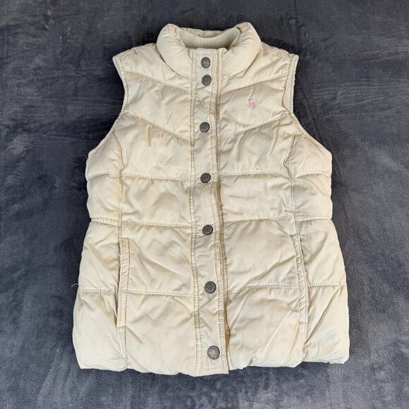 Old Navy Puffer Jacket Vest XL Cream Full Zip Athleisur Gorpcore Y2K Grunge - Picture 1 of 8